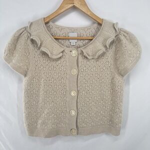 Cashmere Pointelle Sweater XL Coquette Cottage Romantic Dainty Feminine Ballet